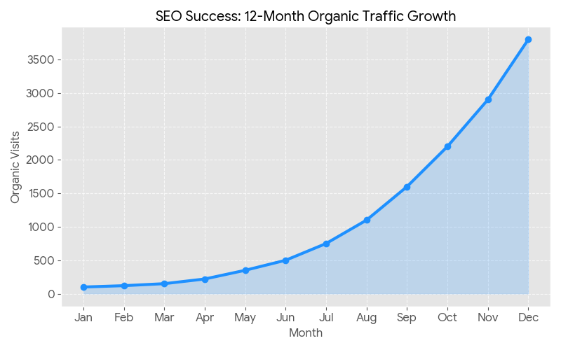 SEO success in 12-Month Organic traffic growth